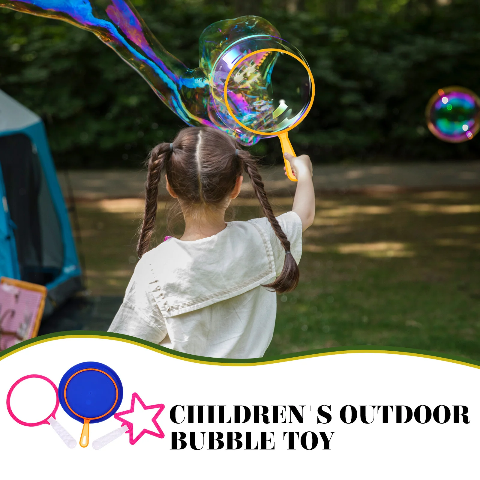 Conjunto de varinhas de bolhas gigantes, 4 unidades, fabricante de bolhas coloridas, seguro, durável, verão, diversão, presente para crianças, conjunto de varinha de bolhas