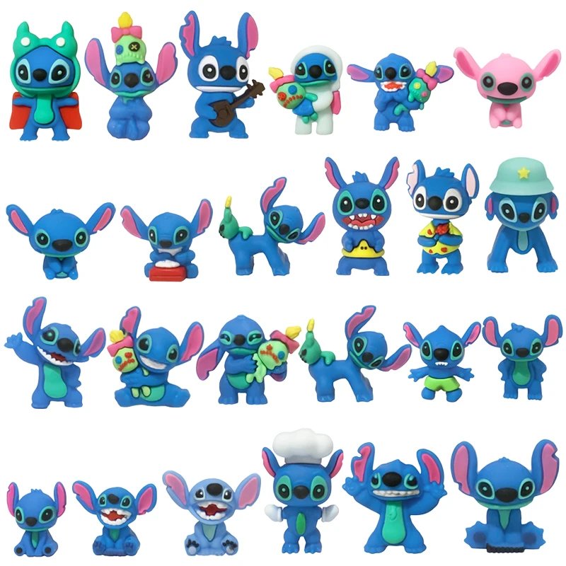 Caja de calendario de Adviento de Stitch de Disney, calendarios de cuenta regresiva de Navidad de 24 días, modelo de figura de acción, muñecas, juguetes, regalo para niños