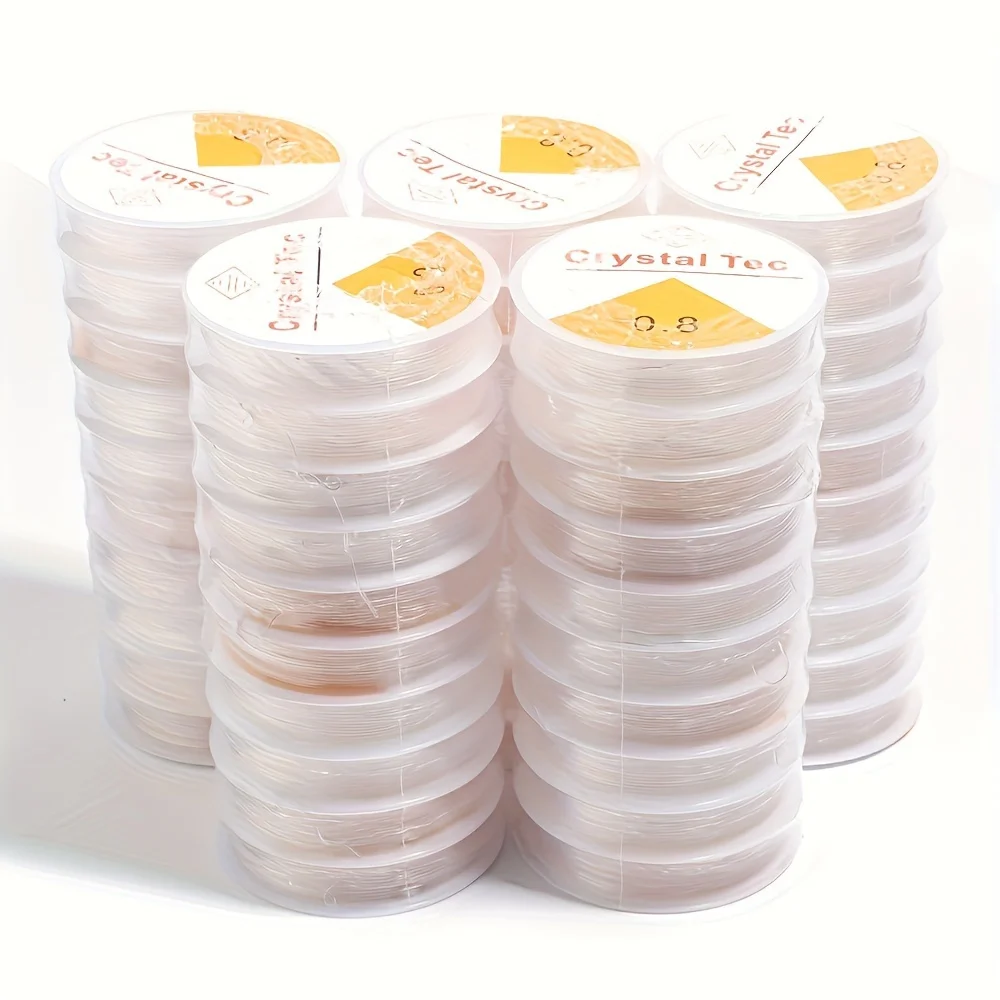 30pcs Transparent Crystal Elastic Thread Handmade Round Cord For Making Bracelet - DIY Beaded Essential Accessories