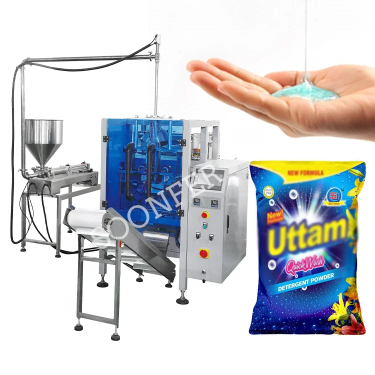 Good price hot sale big pouch shampoo lotion liquid filling packing machine price with vacuum feeder