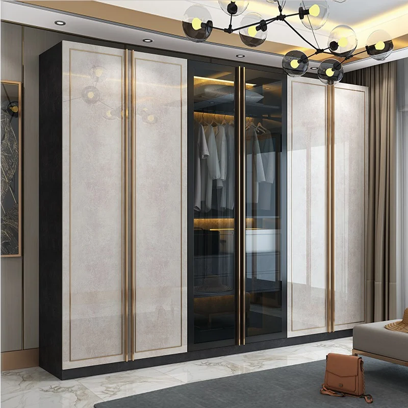 

Luxury Glass Door Wardrobe Bedroom Modern Simple Cloakroom Cabinets Closet Organizer Storage Clothes Guarda Roupas Furniture
