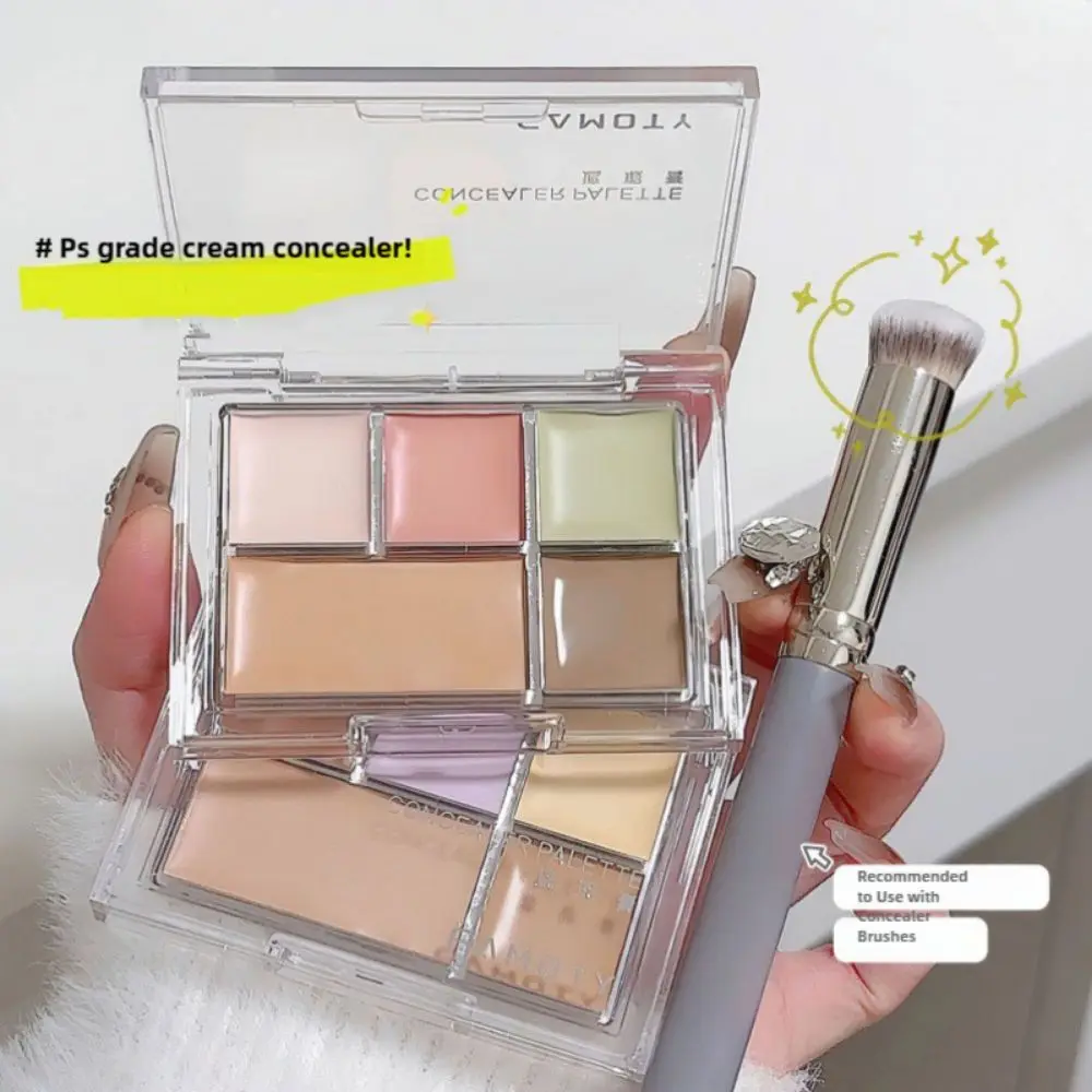 Multifunctioneel 5-kleuren concealerpalet Hoge dekking Verhelderende gezichtscosmetica Langdurige hydratatie Concealer Dagelijkse make-up