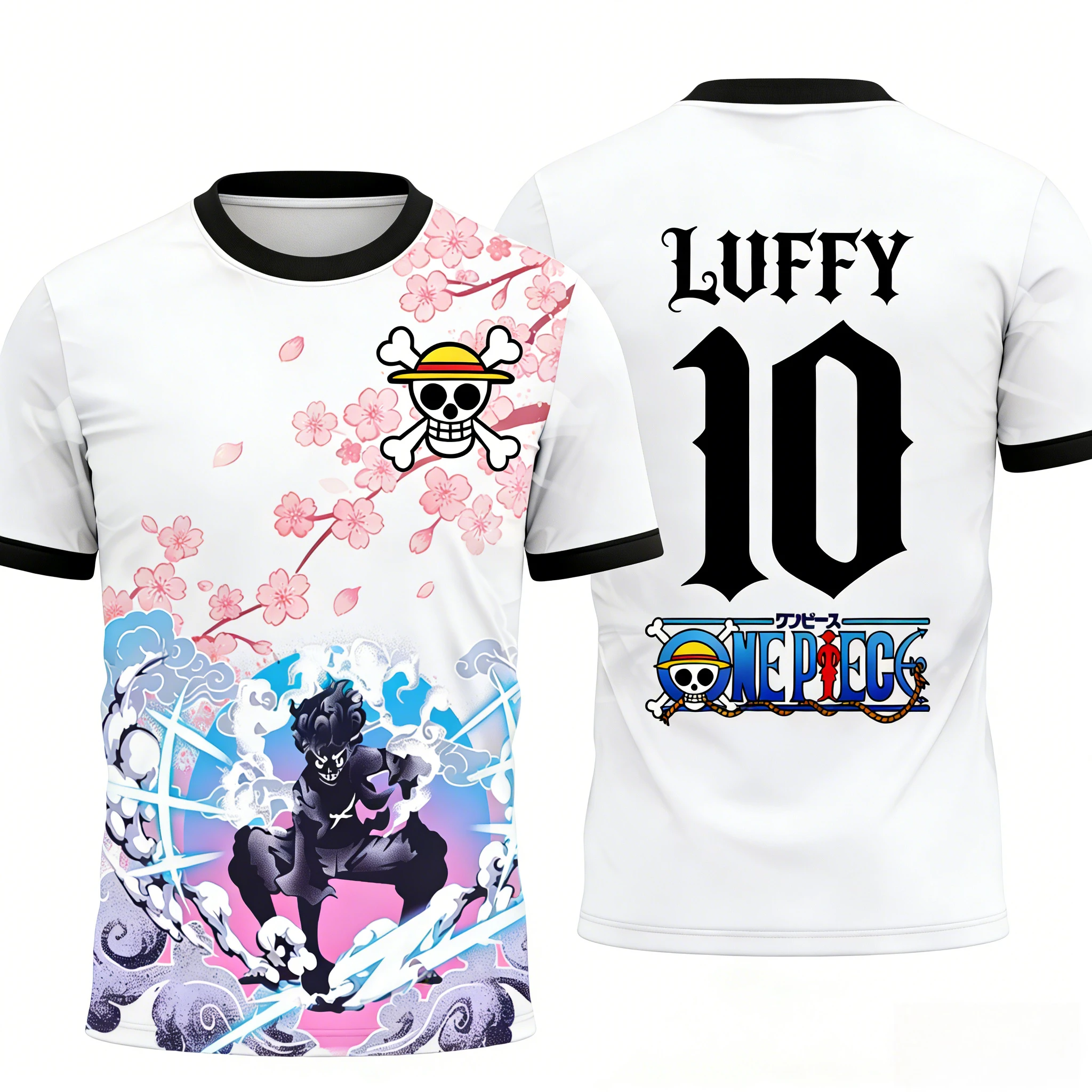 2026 Summer One Piece Luffy Retro Cosplay T-shirt Men's Oversized 3D Printed Short-sleeved Family Unisex Children's Sports Shirt