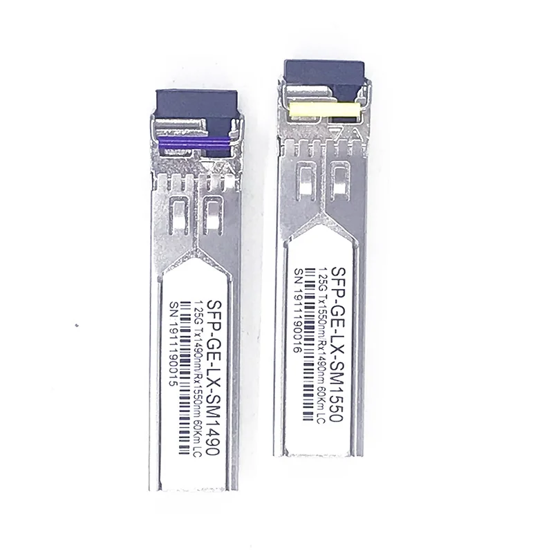 

2 шт., одномодовый лазерный прибор Tx1550nm Rx1490nm DFB, 1G, Bidi SFP 60km LC 1,25G SFP