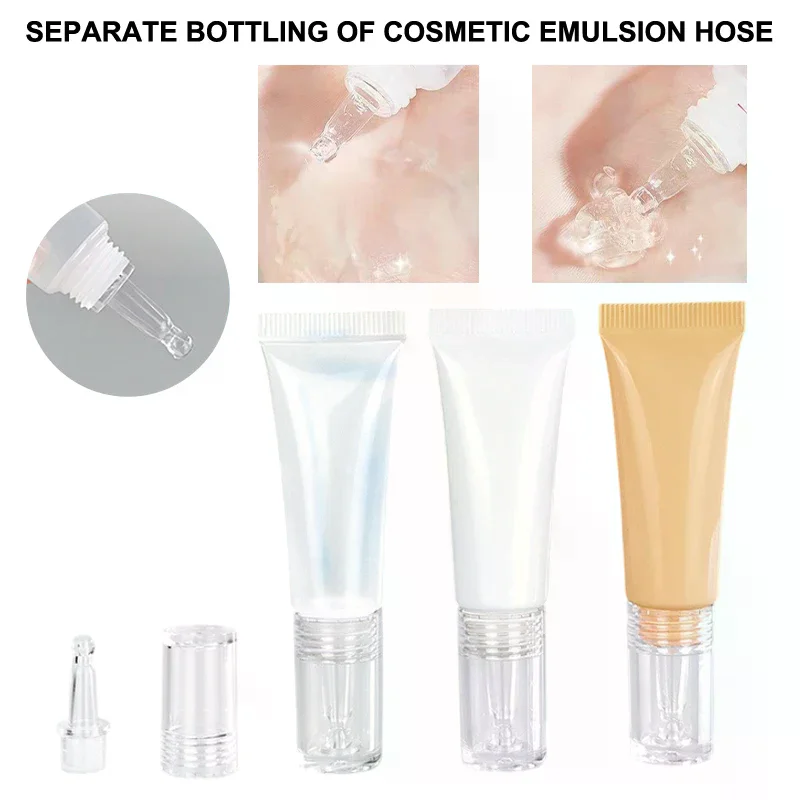 10/15/20 جرام أنابيب مستحضرات التجميل الناعمة واقية من الشمس كريم غسول الأساس السائل زجاجات إعادة الملء حمض الهيالورونيك قطارة زجاجة فارغة