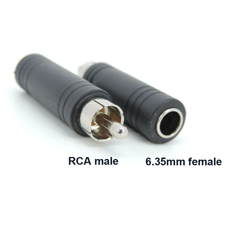 Enchufe macho RCA de 1 piezas a 6,35mm, 6,5mm a 3,5mm, adaptador de conector hembra estéreo de 3 polos 6,35 3,5, conector M/F de Audio negro a