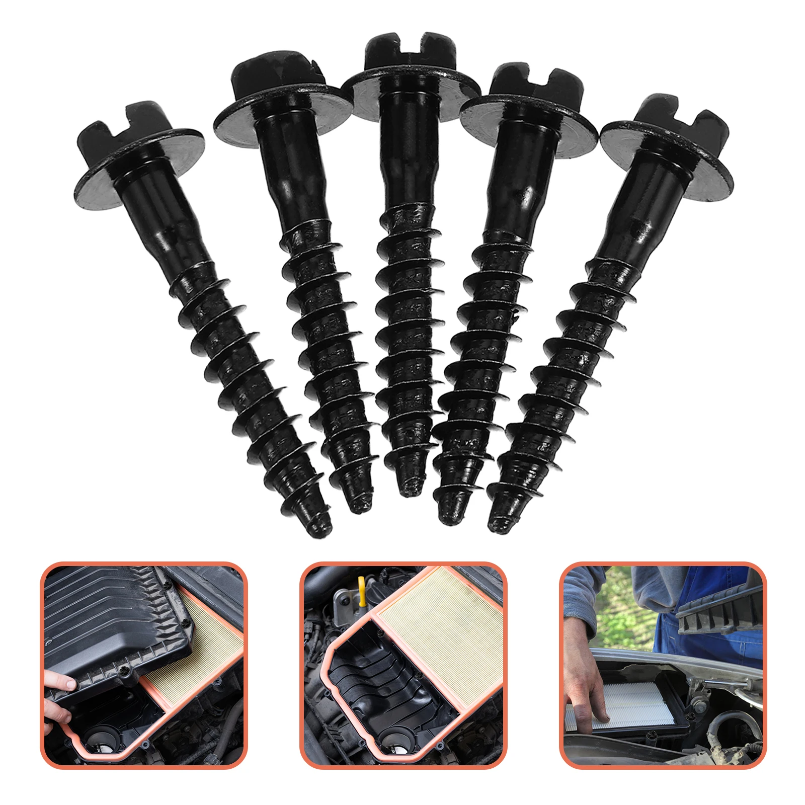 

5pcs Air Filters Box Replacement Retainer Bolts Durable Metal Vibration Resistant Weatherproof Automotive Fasteners Car Engine
