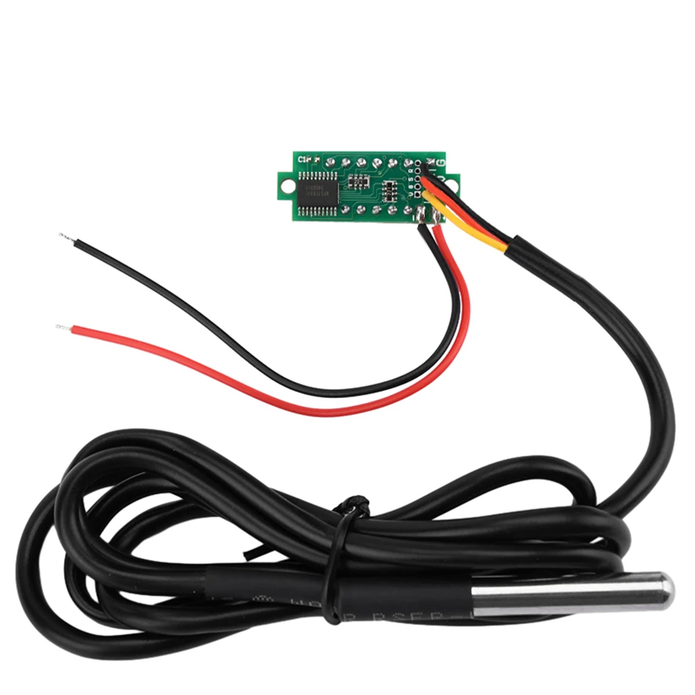 Mini termometro digitale Tester per indicatore di temperatura digitale a due linee da 0.28 pollici pannello di visualizzazione a LED DS18B20 sonda in metallo impermeabile
