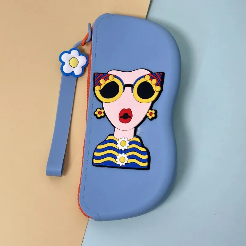 Cool Girl Silicone Glasses Cases Waterproof and Anti Loss Portable Y2k Glasses Storage Bag Can Be Hung Anti Lost Glasses Case image 3