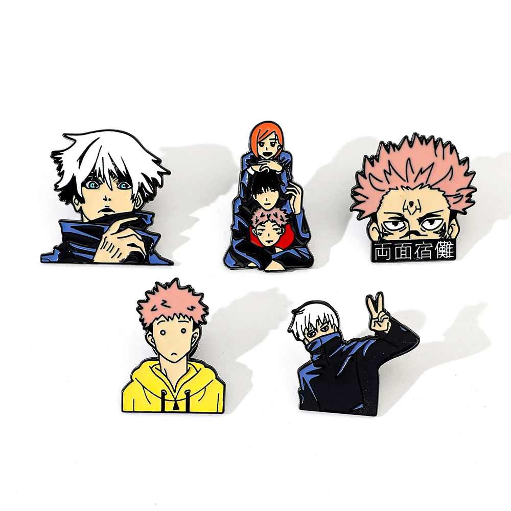 Lustige Anime-Brosche, modischer Itadori Yuji Emaille-Pin, Metallabzeichen für Kleidung, Rucksäcke oder als Geschenk für Freunde.