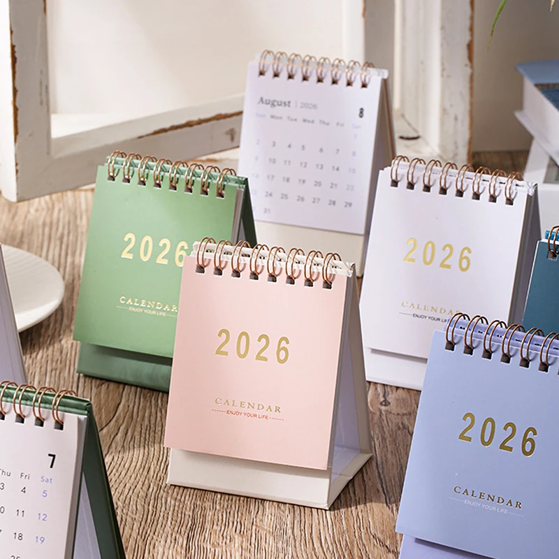 2026 Simple Calendar Small Desk Calendar Creative Coil Calendar Planner Desktop Decoration Office Stationery