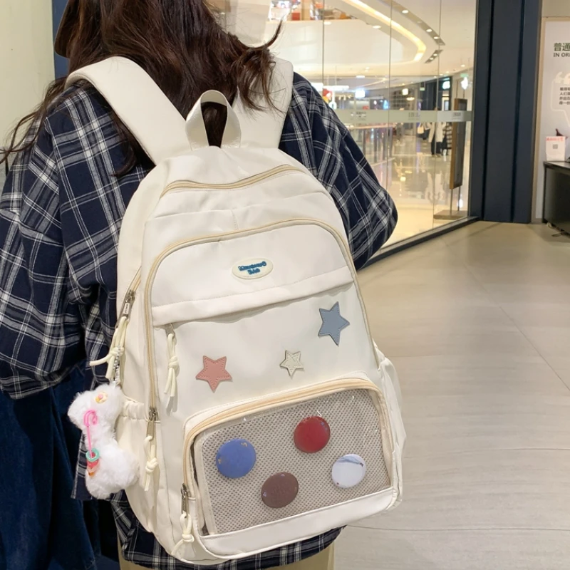 Sweet Y2k Aesthetic Fashion Kawaii Backpack Korean Women Jk Transparent Backpacks Vintage Students Star Girls Schoolbags Trendy