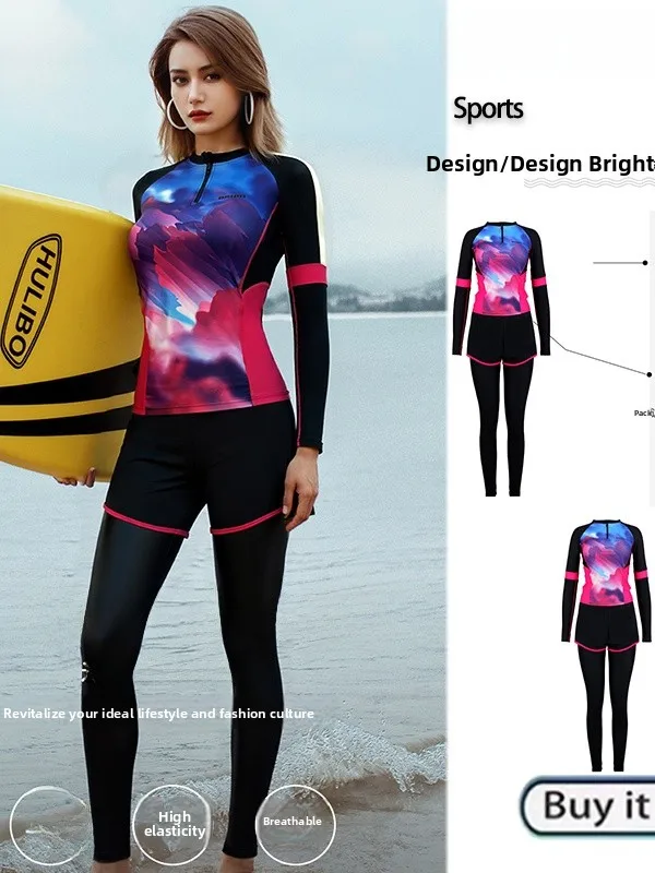 

Женский гидрокостюм большого размера с длинными рукавами для серфинга и защиты от медуз, быстросохнущий, с защитой от солнца, новинка 2025 года, для дайвинга, из нейлона