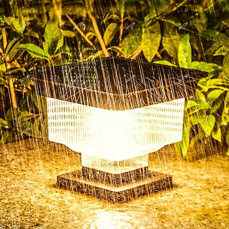 

Solar LED Garden Lawn Lamp Outdoor Ground Insert Light Square Pillar Lamp Villa Yard Patio Decor Light