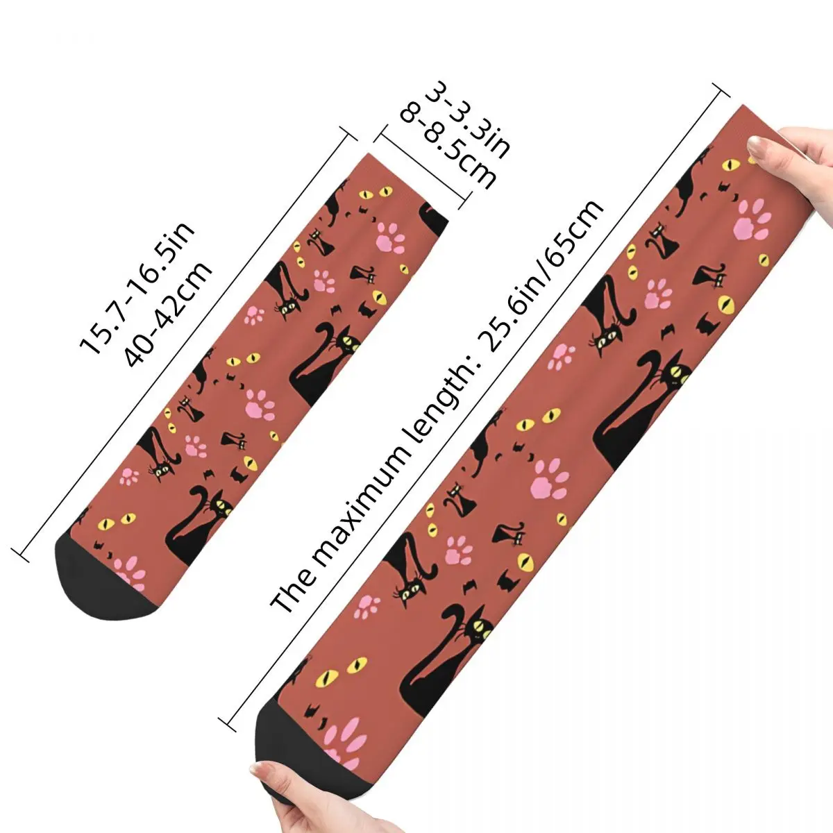 Funny Men's Socks Spooky Meow Vintage Meow Hip Hop Casual Crew Sock Gift Pattern Printed