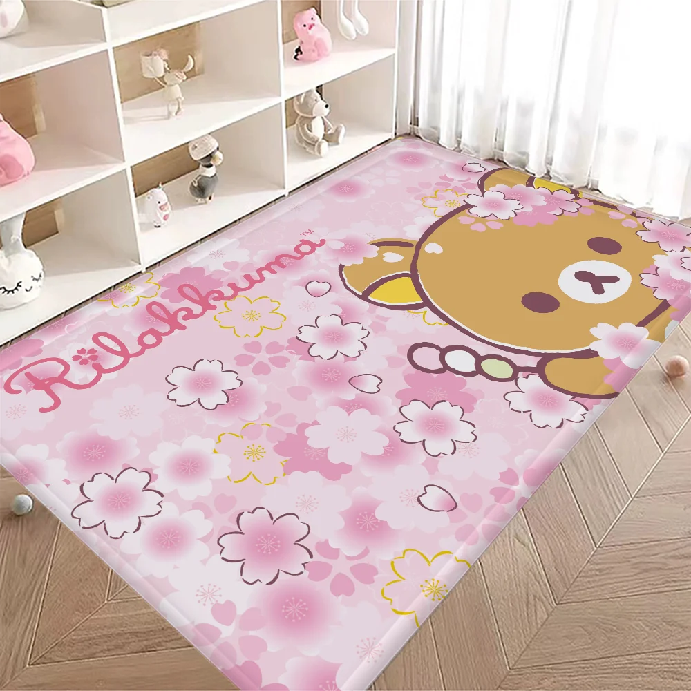 R-Rilakkuma Bear Hallway Carpet Retro Multiple Choice Living Room Kitchen Rug Non-Slip Welcome Rug