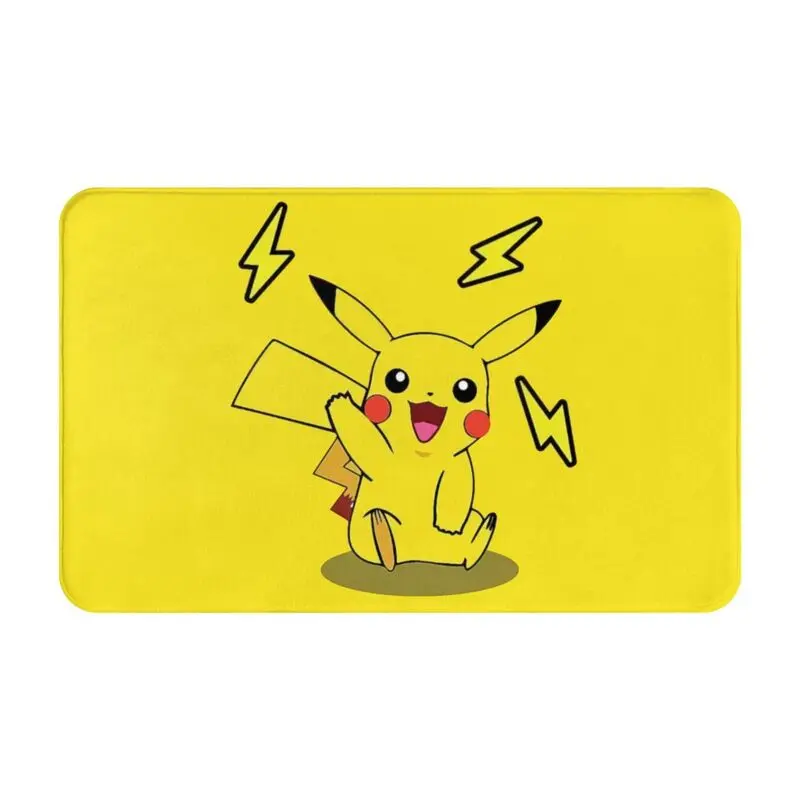 Custom Cartoon Animation Pokemon Pikachu Front Floor Door Entrance Mat Indoor Kitchen Bath Doormat Balcony Carpet Rug