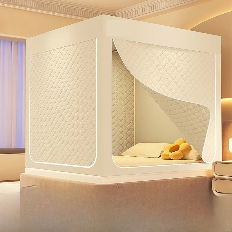 Thermal Winter Tent Cotton Sandwich Thickened Indoor Bed Curtain Bedroom Warmth Mosquito Net Class a Cold Resistance