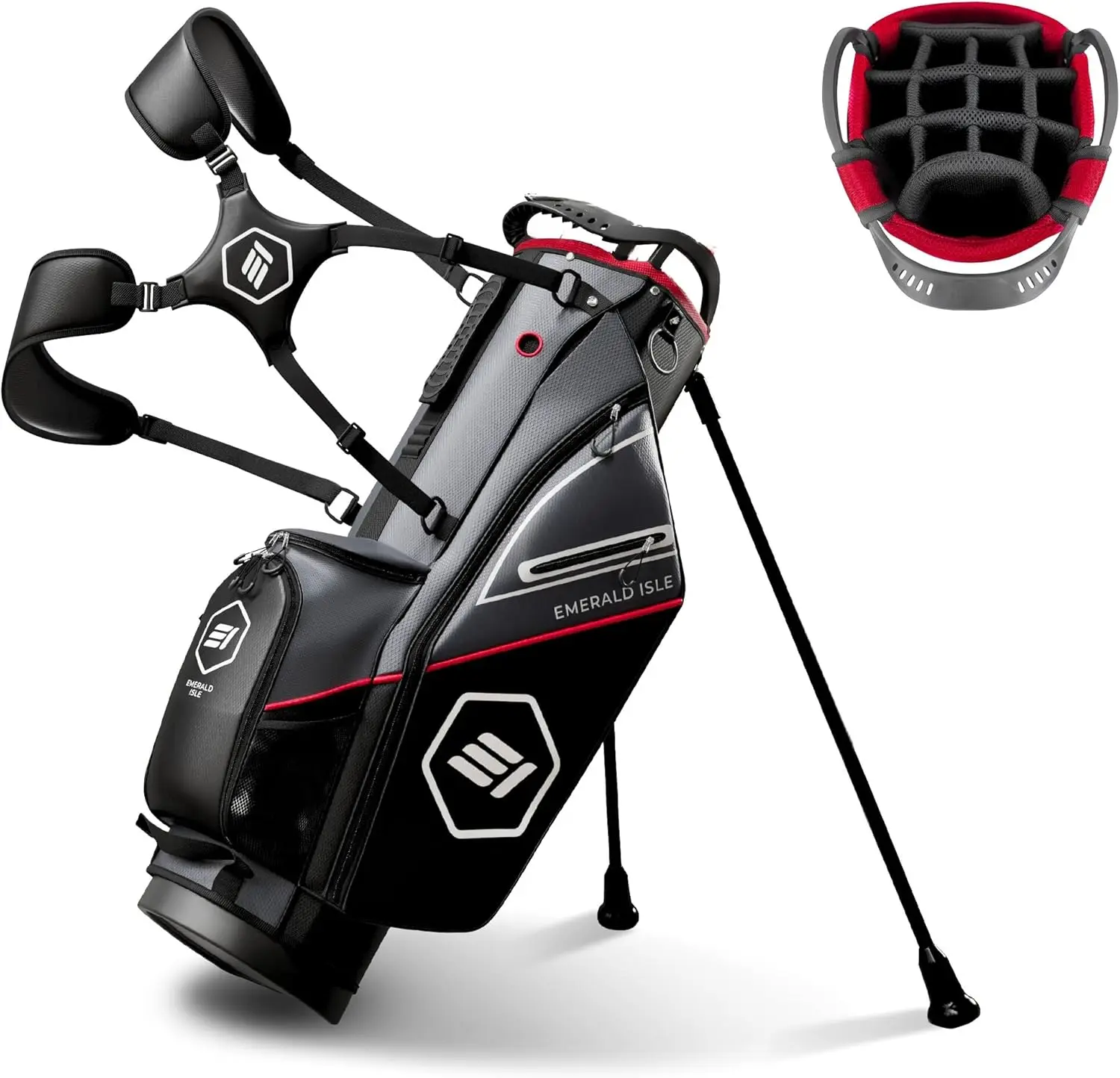 

14-Way Full Length Divider Golf Stand Bag, Heavy Duty Carry with Rain Hood, Multiple Pockets, Padded Handle & Strap, Lightweight