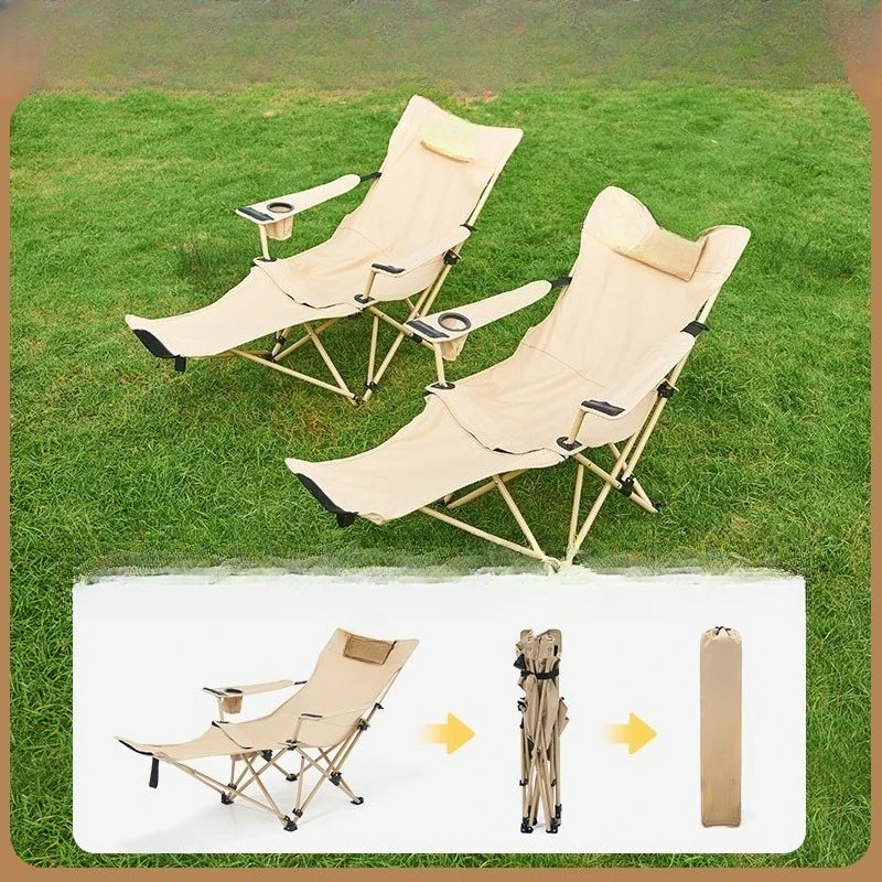 Folding recliner portable storage fishing camping with pedal adjustable