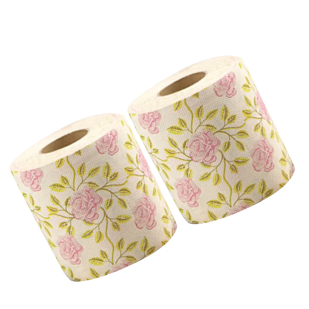 2 Rolls Printed Toilet Paper Flower Tissue Holders Decorative Novelty for Toilets Handkerchief Printing