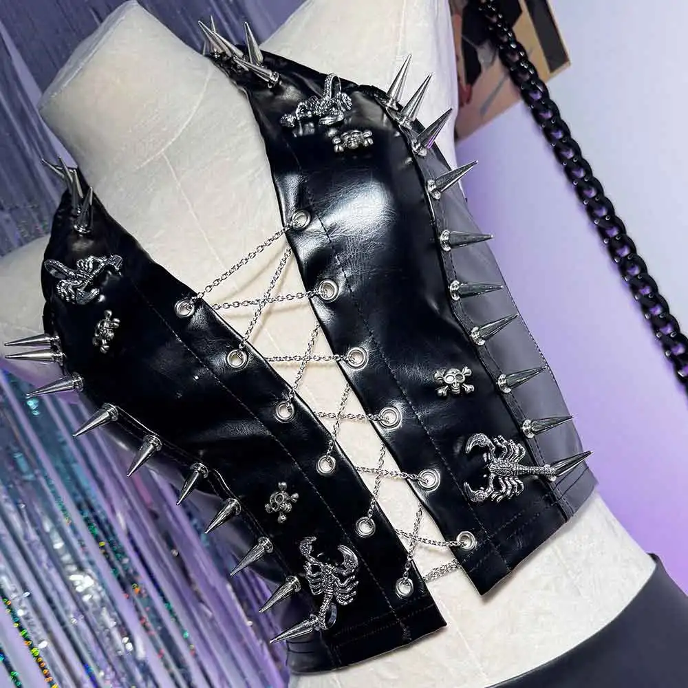 

Eco Grunge Harajuku Y2K Halter Camisole TOPS DIY 90s Emo Kawaii Punk Rock Hand Made Gothic E-Girls Goth Studded Rivet
