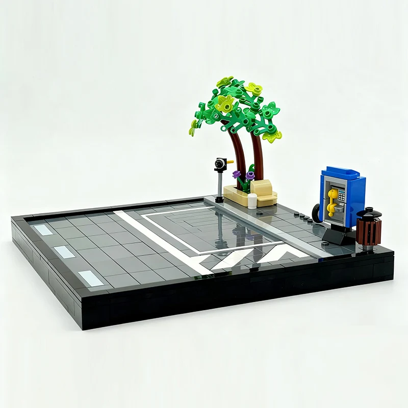 Street View Model MOC Building Bricks Parallel Parking Spot Diorama Modular Technology Children Holiday Gifts Assemble Toys Suit