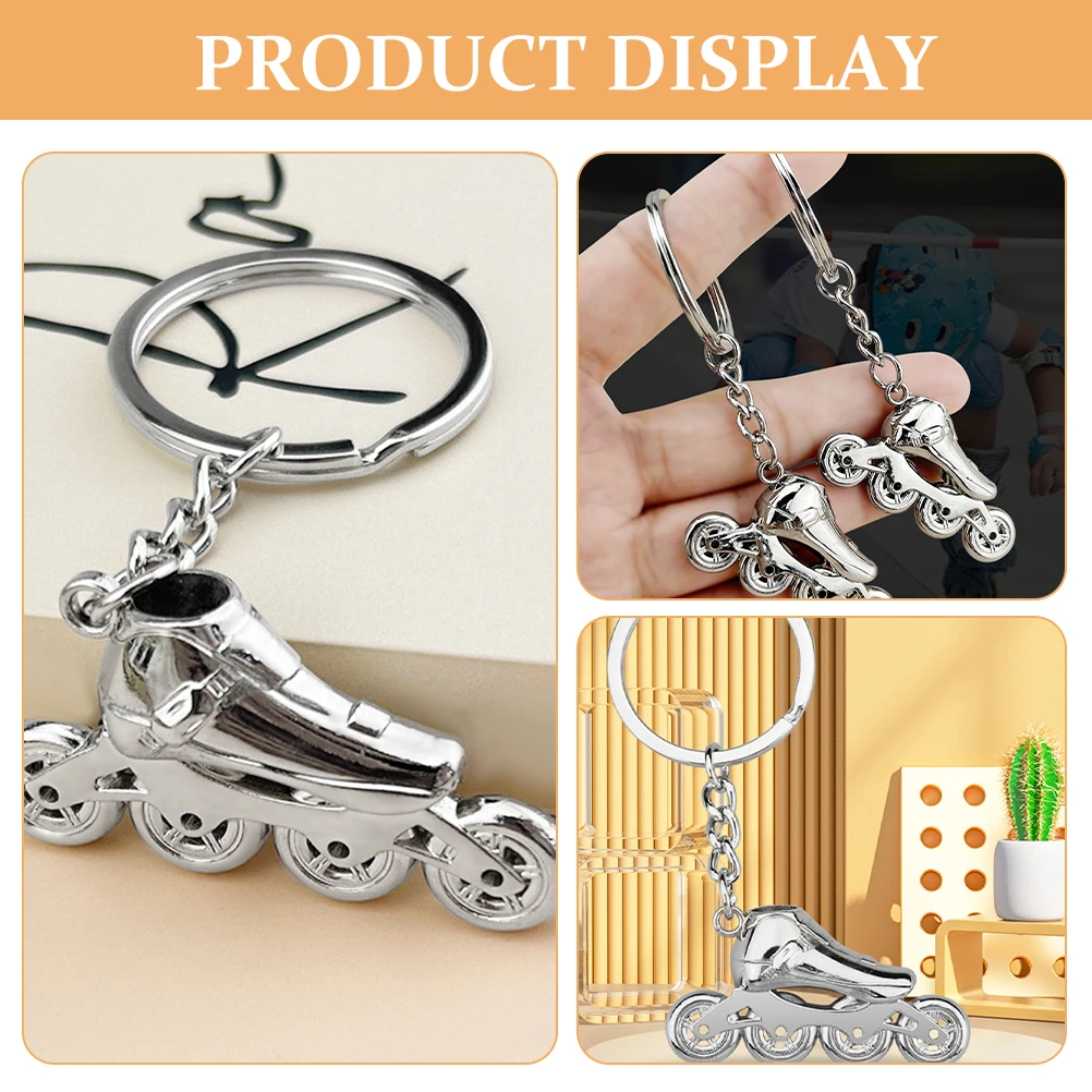 

Roller Skate Keychain Charm Ring Silver Bulk Party Favors 3D Creative Skating Gifts Women Men Zinc Alloy Lightweight Portable