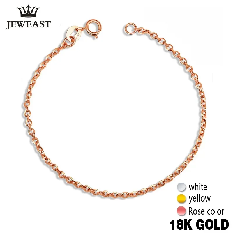 18k Gold Bracelet Women Girls White Yellow Rose Anklet Simple Gift Genuine Real Solid Pure Fine Bagles Party Classic 2025 Hot