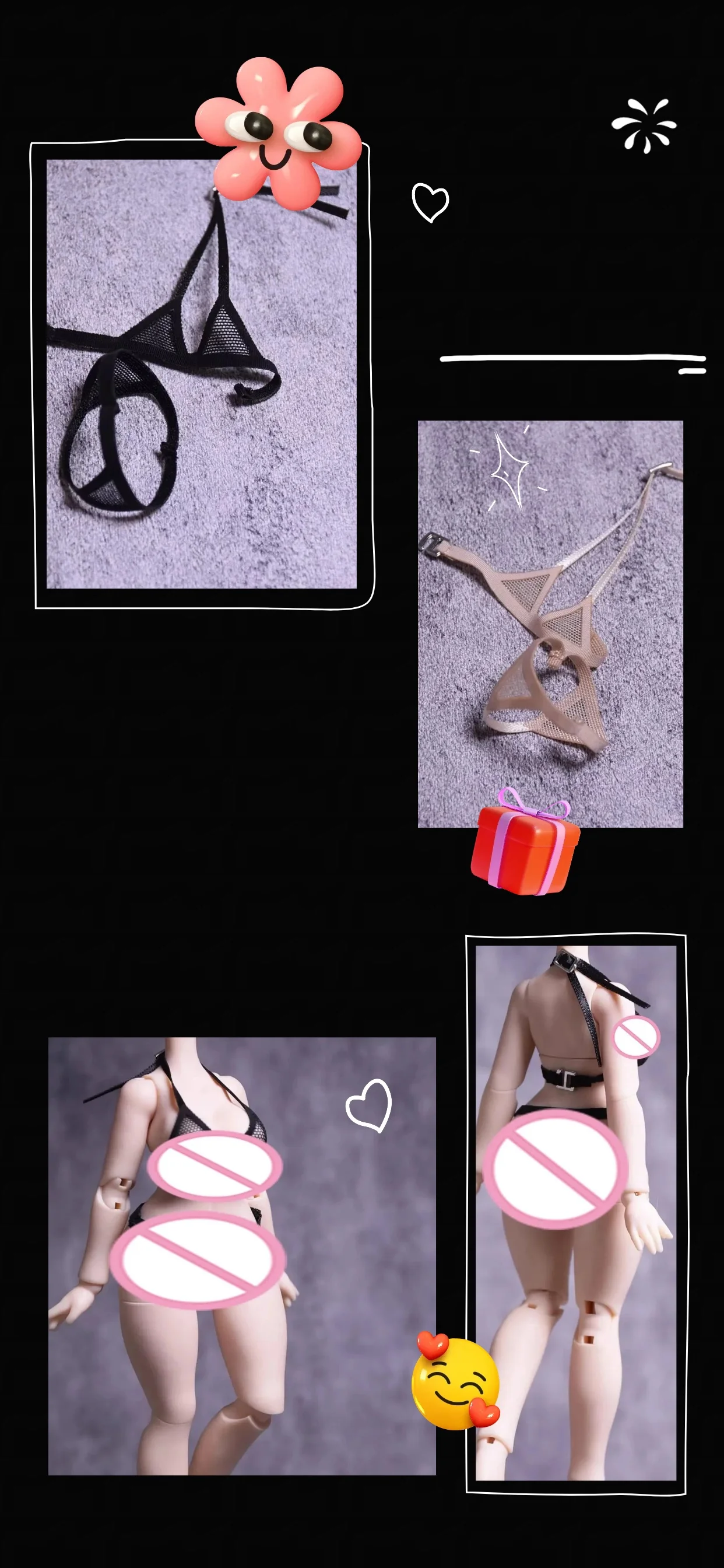 

【Без фигурки】Предзаказ: Аксессуары для женских кукол в масштабе 1/8, сексуальное прозрачное сетчатое белье, подходящее для тела фигурки девушки.