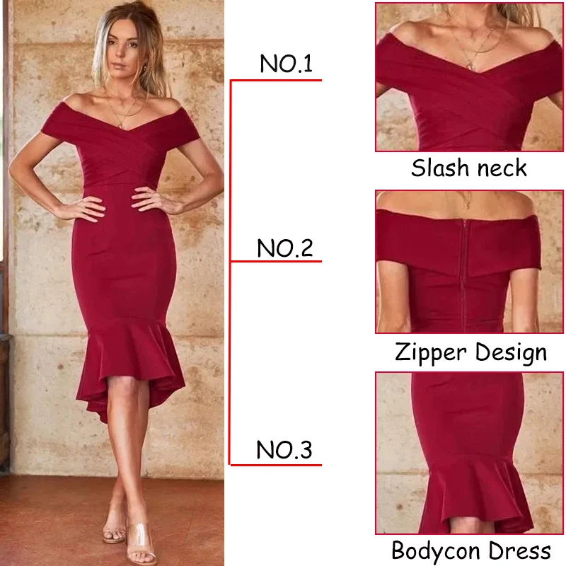 High Quality New Summer Women Bodycon Sexy Off The Shoulder Rayon Bandage Dress Club Dress Midi Celebrity Party Dress