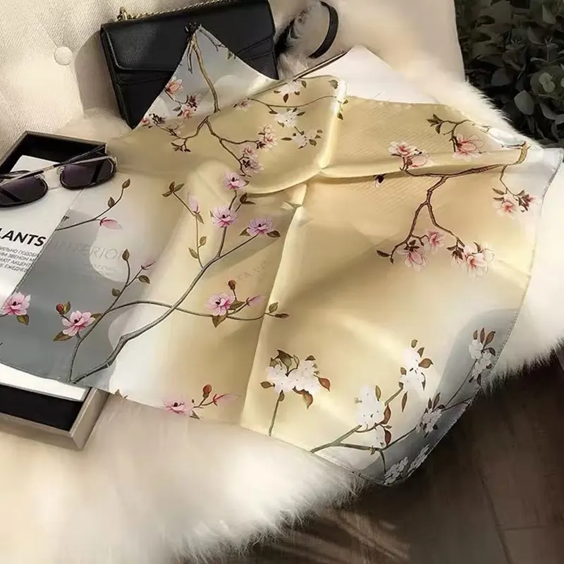 

New 100% Natural Silk Scarf Square Female Fashion Beach Pashmina Bufanda Folral Women Shawl Wraps Ladies Scarves Foulard Echarpe