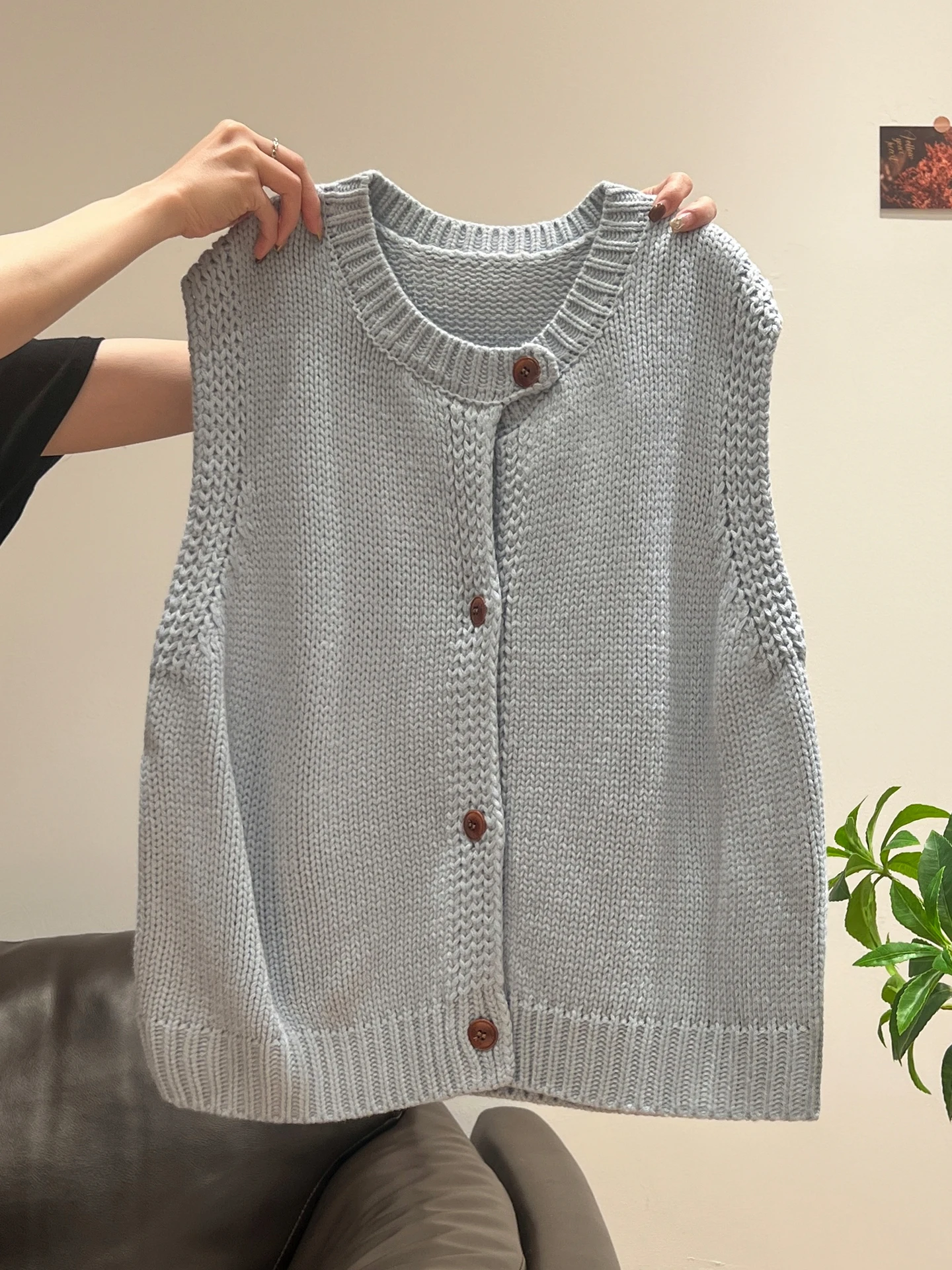 Ele round Ne Svel Gilet lavorato a maglia da donna Vestibilità ampia Autunno Inverno Stratificazione Sle Top casual allentato