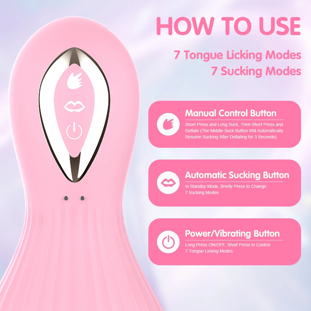 Nipple Sucking Vibrator for Women with Tongue Licking Breast Sucker Clitoris Stimulator Massager Sex Toys for Adult