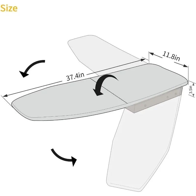 Uyoyous-Tabla de planchar de alta resistencia, tabla de planchar profesional con montaje en pared de estabilidad extrema, ahorro de espacio, plegable, 37 "x 13"