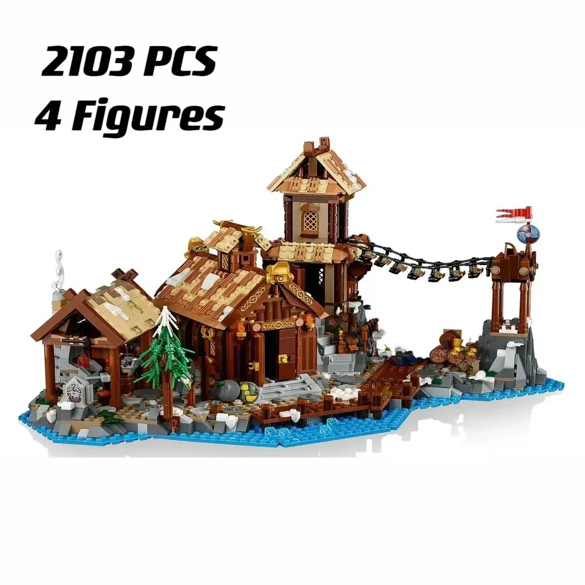 MOC In Stock Compatible 21343 Ideas Series Medieval Viking Village House Building Blocks Bricks Creative Kids Adults Toys Gifts