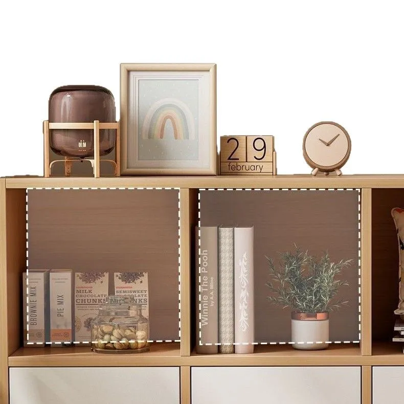 أرضية تخزين خزانة الكتب، غرفة المعيشة المنزلية البسيطة، مجموعة مجانية من الخشب الصلب المقلد #3