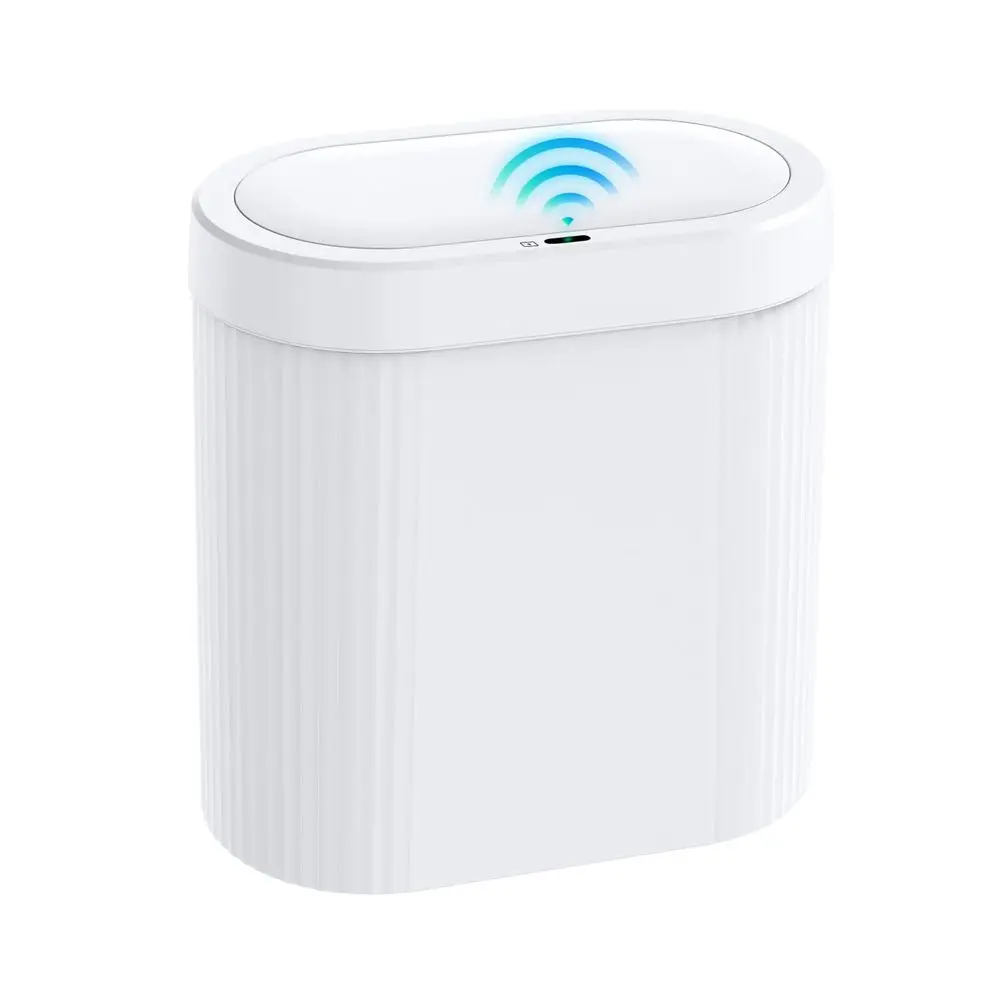 

Gallon Bathroom Trash Can with Lid, Automatic Motion Sensor White Trash Can, Touchless Slim Waterproof Garbage Bin for Kitchen,