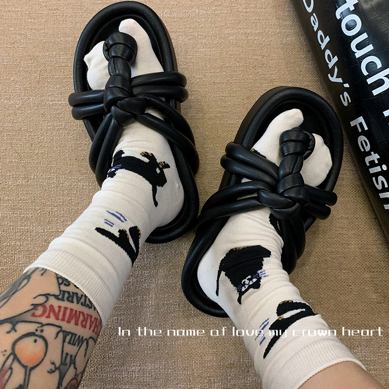 Spring Summer Cute Multi Colored Jacquard Carrot Cat Flower Artistic Patterns Cotton Split Toe Woman Socks Two-Toed Tabi Sox