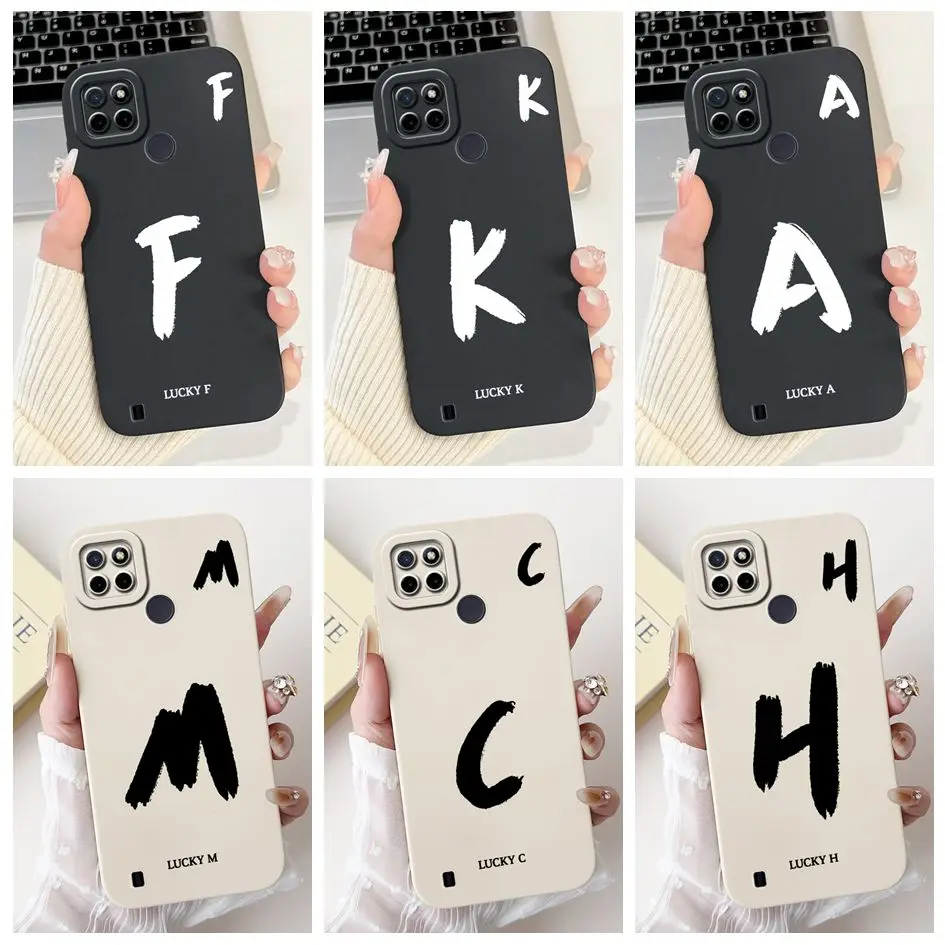 Чехол для Realme C21Y RMX3261 RMX3263, мягкий силиконовый противоударный бампер с милыми буквами для Realme C25Y C 25Y RealmeC21 Fundas