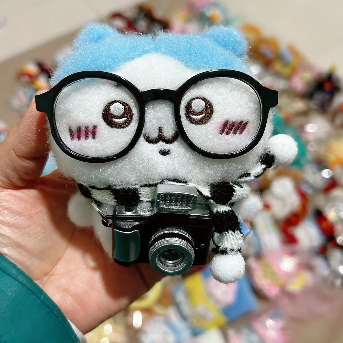 Usaqi Doll jiyi Cartoon Pendant Camera Glasses Scarf Detachable Camera Hachiware Plush Doll Friend Gift Plush Toy