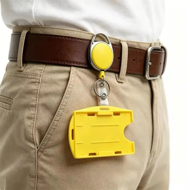1 Set Yellow Plastic Card Holder for Staff Nurder ID Tag Pass Work Card Cover Sleeve Working Permit Case Badge Card Protector
