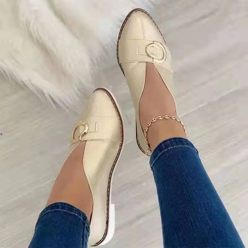 Pointed Toe Flats Solid Concise 2024 Hot Sale Ladies Shoes Shallow Slip-On Adult Spring/Autumn Flats Zapatos Planos De Mujer