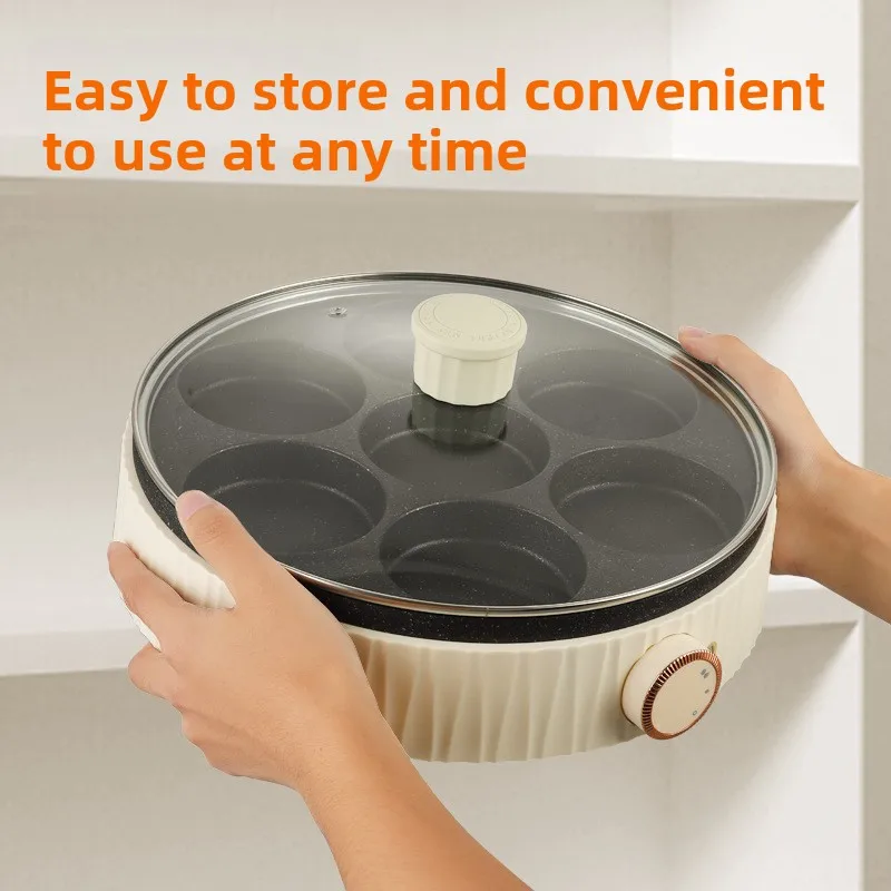 وعاء طهي البيض الكهربائي ذو 7 فتحات 220 فولت: صانع الإفطار التلقائي غير اللاصق للأومليت والبيض المسلوق |   سريع وسهل التنظيف