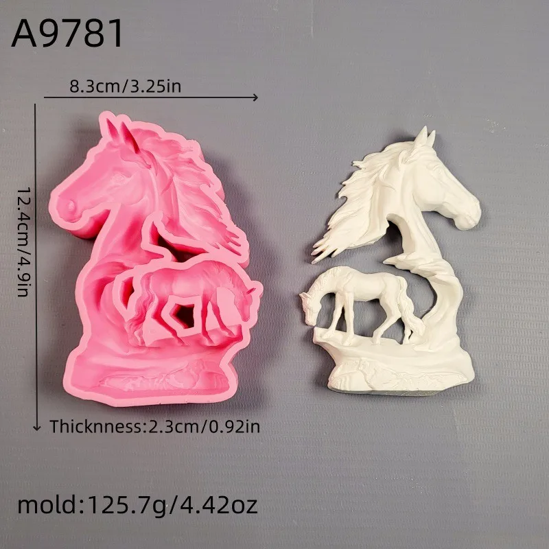 Horse Sculpture Silicone Mold DIY Running Horse Ornament Epoxy Resin Molds Home Decor Wall Decor for Home Decor Coffee Shops