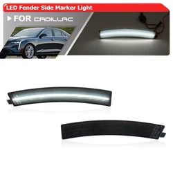 Smoked Upgraded Replacement White/Amber LED Fender Flare Side Marker Light For Cadillac CT4 CT4-V 2020+ Auto Parking Reflectors