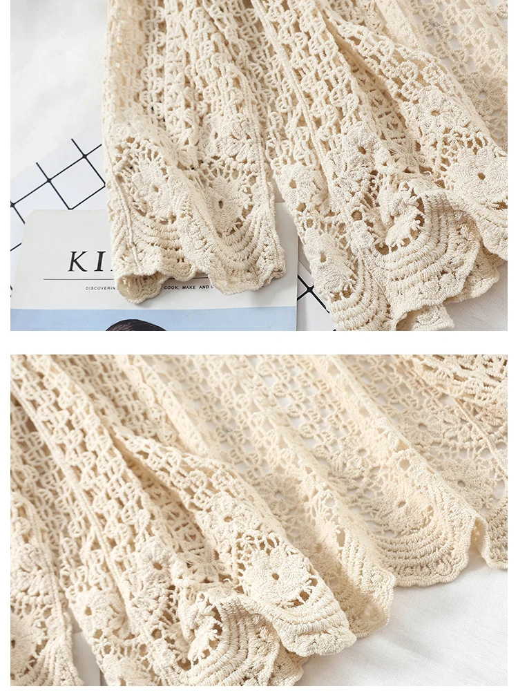 Open Lace Cardigan Crocheted Hollow Out Shrug Female Casual White Flower Floral Open Stitch Women Sweater Loose Knitted Outwear