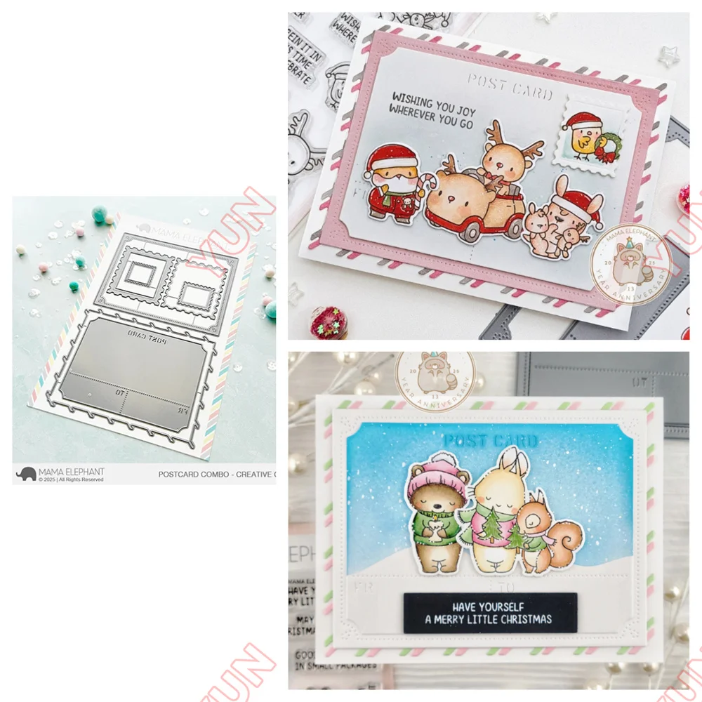 

Christmas Postcard Combos Creative Cuts Steel Dies Metal Cutting Dies Words Stamps DIY Scrapbooking Card Gift Handmade 2025 New