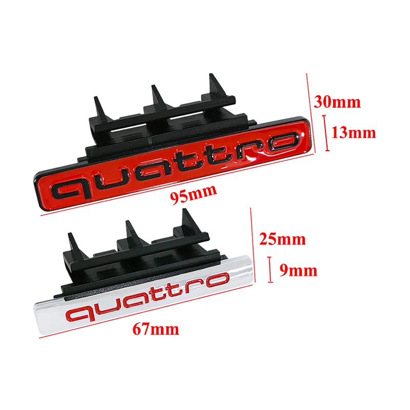 아우디 Q5 용 자동차 전면 그릴 배지, 3D ABS 크롬 블랙 로고 콰트로 엠블럼, 액세서리