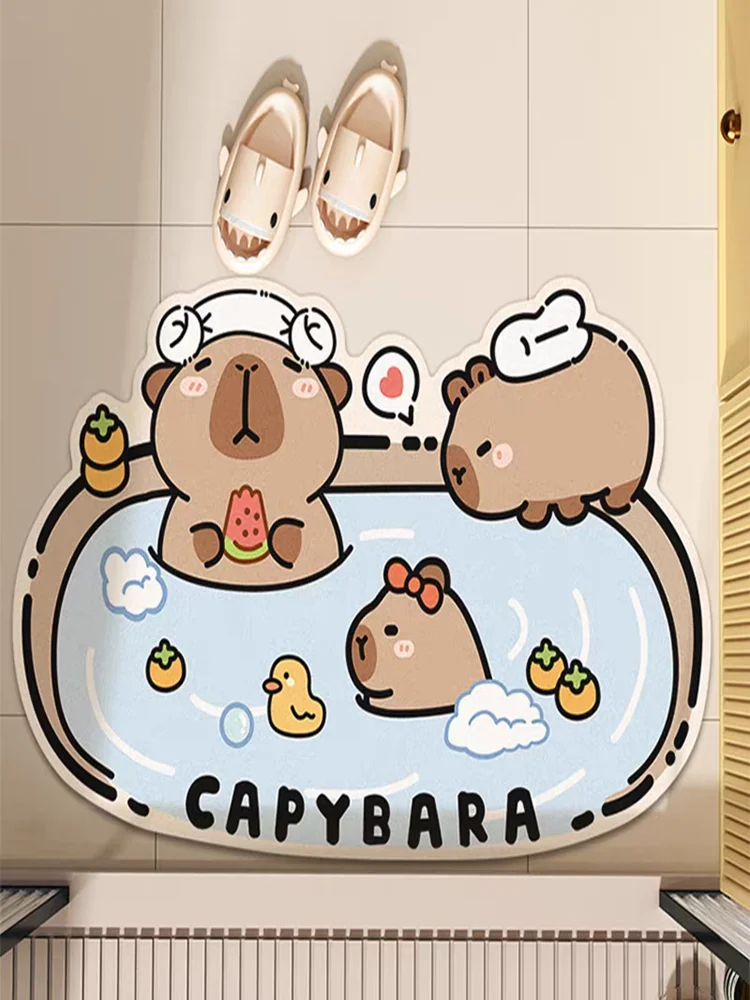 

Bathroom cute cartoon absorbent mat non-slip foot mat